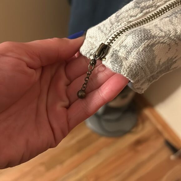 Knox Rose Women's M Gray & White Open Front Damask Waterfall Cardigan - Picture 4 of 7